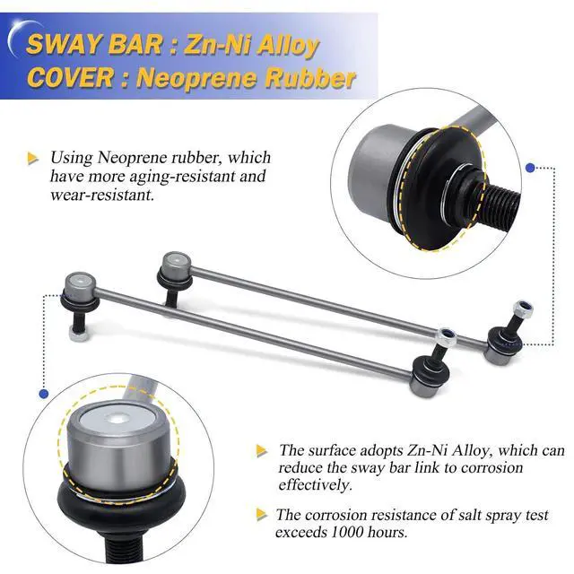 Alt view image 3 of 7 - Zinc-Nickel Alloy Stabilizer Sway Bar Links for 2009-2017 Chevrolet Traverse 2008-2017 Buick Enclave 2007-2016 GMC Acadia 2007-2010 Saturn Outlook K750155