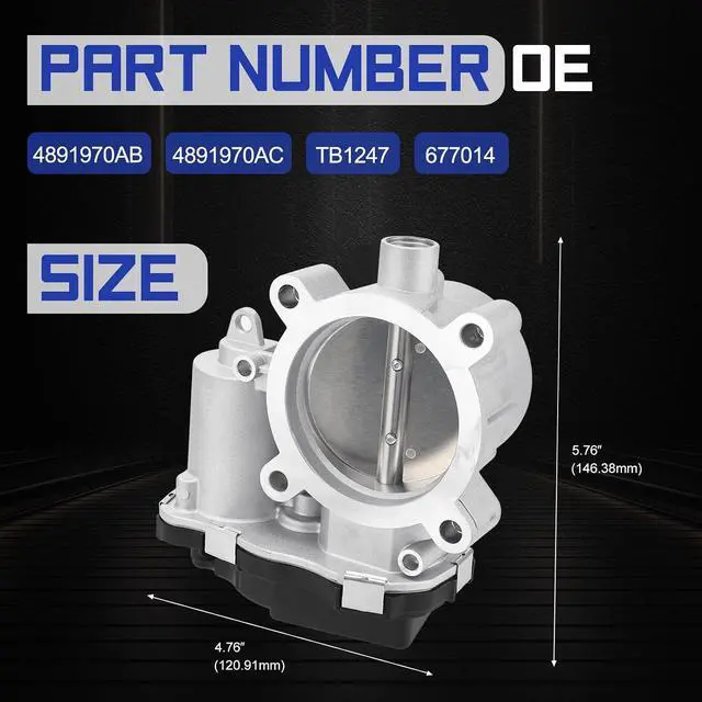 Alt view image 7 of 7 - S20214 Electronic Throttle Body For 15-17 Chrysler 200/13-16 Dodge Dart/14-18 Jeep Cherokee Renegade 18-20 Jeep Compass/15-18 Ram Promaster City/16-18 Fiat 500x OE#4891970AB, 4891970AC TB1247, 677-014