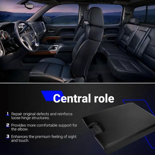 Alt view image 5 of 7 - 20864151 Center Console Lid Kit - Center Console Cover with Latch for 2007-2014 Chevy Silverado, Suburban, Tahoe, Avalanche/GMC Yukon(XL)/Sierra 1500/2500/3500 Replaces# 20864154 20864153 (Black)