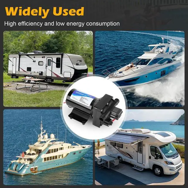 Alt view image 7 of 7 - 4048-153-E75 RV Water Pump, 12V 4.5 GPM, 55 PSI, 13 Amps Multi-Fixture Automatic Demand Pump for RV Caravan Marine Yacht Replaces# 4048153E75S