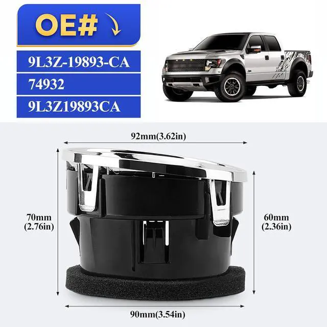 Alt view image 6 of 7 - 9L3Z-19893-CA Dash Board AC Heat Air Vent Duct Louvre for 2009 2010 2011 2012 2013 2014 Ford F150 F-150 Lobo (Chrome & Titanium Tone) 74932 9L3Z19893CA