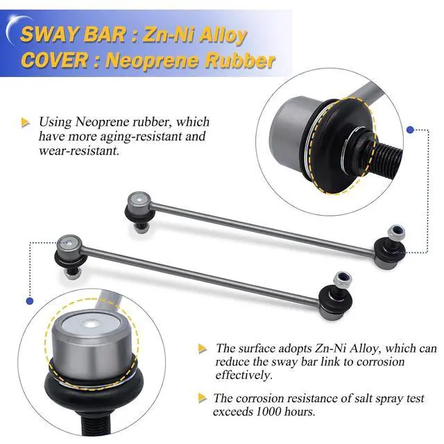 Alt view image 3 of 6 - Zinc-Nickel Alloy Stabilizer Sway Bar Links for 2005-2012 Ford Escape/2005-2011 Mazda Tribute /2005-2011 Mercury Mariner /2001-2005 Toyota Rav4/2006-2012 Mitsubishi Eclipse Endeavor Galant K80296