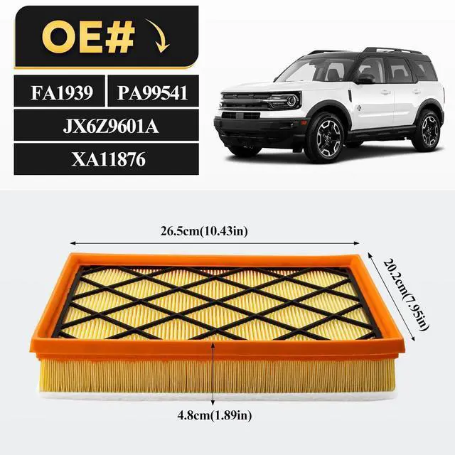 Alt view image 6 of 6 - FA1939 Engine Air Filter for 2020-2022 Ford Escape | 2021-2023 Bronco Sport | 2022-2023 Maverick | 2021-2023 Lincoln Corsair, Replace# JX6Z9601A XA11876
