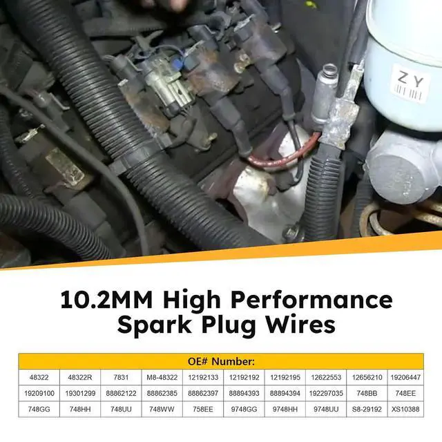 Alt view image 6 of 7 - 48322R 10.2MM High Performance Spark Plug Wires for Chevy Silverado Avalanche Tahoe Suburban/GMC Yukon Sierra/Cadillac Escalade/Hummer H2 Replaces# 88862397 748UU 748HH 748EE 12192133 9748UU 9748EE