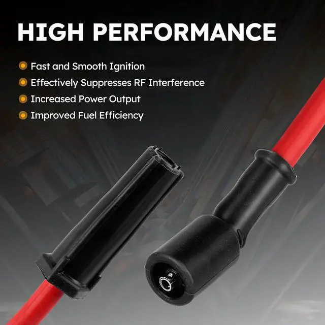 Alt view image 3 of 7 - 48322R 10.2MM High Performance Spark Plug Wires for Chevy Silverado Avalanche Tahoe Suburban/GMC Yukon Sierra/Cadillac Escalade/Hummer H2 Replaces# 88862397 748UU 748HH 748EE 12192133 9748UU 9748EE