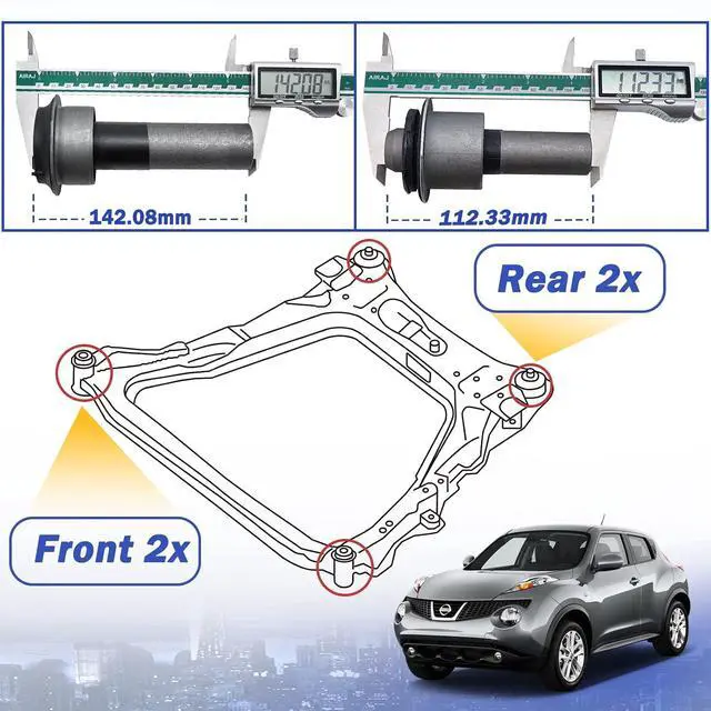 Alt view image 5 of 6 - Engine Cradle Front Subframe Crossmember Bushing for 2008-2015 Nissan Rogue, 2011-2015 Nissan Juke Leaf ZE0, 2007-2013 Nissan X-Trail T31 523-305 523-306