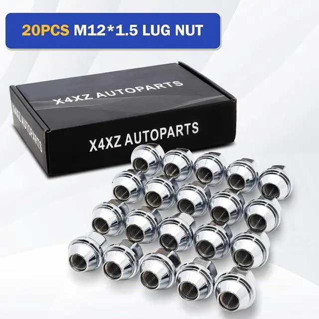 Alt view image 7 of 7 - 20PCS M12*1.5 Lug Nut - 3/4" 19mm Hex 32mm Length - Chrome Factory Style Wheel Nut for 2011-2020 Ford Focus Escape Fusion Fiesta Ranger EcoSport Transit Connect Lincoln MKC MKZ (OEM# 611-303)