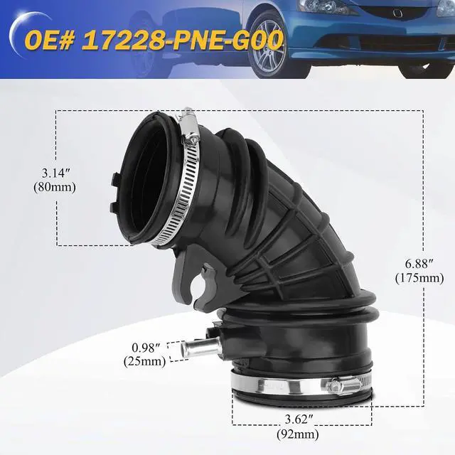 Alt view image 6 of 7 - Air Intake Hose with Clamps for 2002-2004 Honda CR-V CRV 2002-2006 Acura RSX base 17228-PNE-G00