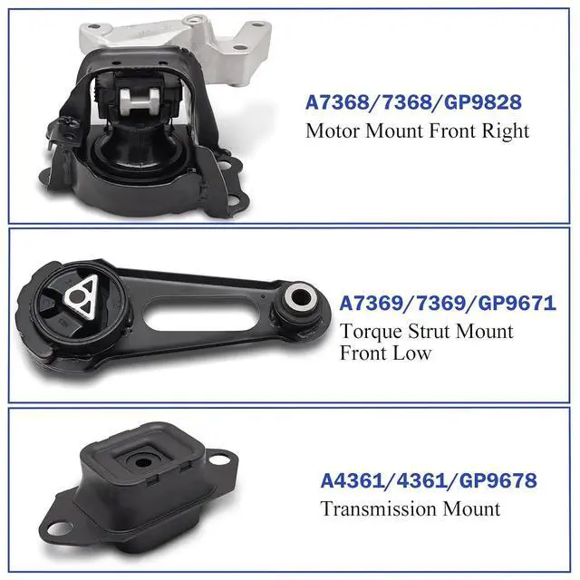 Alt view image 3 of 6 - Engine Mount Motor & Transmission Mount for 2012-2017 Nissan Versa 1.6L / 2014-2017 Versa Note 1.6L A7369, A4361, A7368 Set of 3