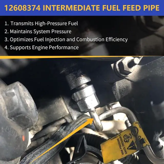 Alt view image 4 of 7 - 12608374 Intermediate Fuel Feed Pipe - High Pressure Fuel Line (Pump To Rail) for 2010-2017 Chevy Equinox Impala Malibu Orlando Captiva Sport/Buick Lacrosse Regal Verano/GMC Terrain