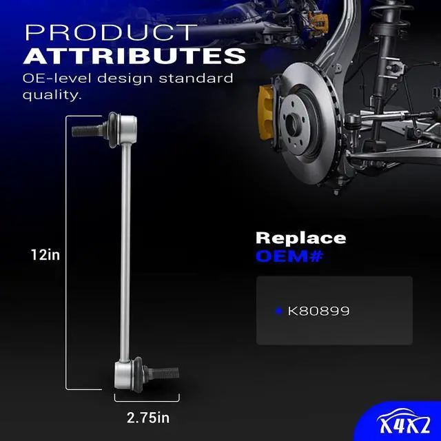 Alt view image 4 of 7 - Zinc-Nickel Alloy Front Stabilizer Sway Bar Links for 2005 2006 2007 2008 2009 2010 2011 2012 2013 2014 FORD Mustang 4R3Z5K483AA K80899
