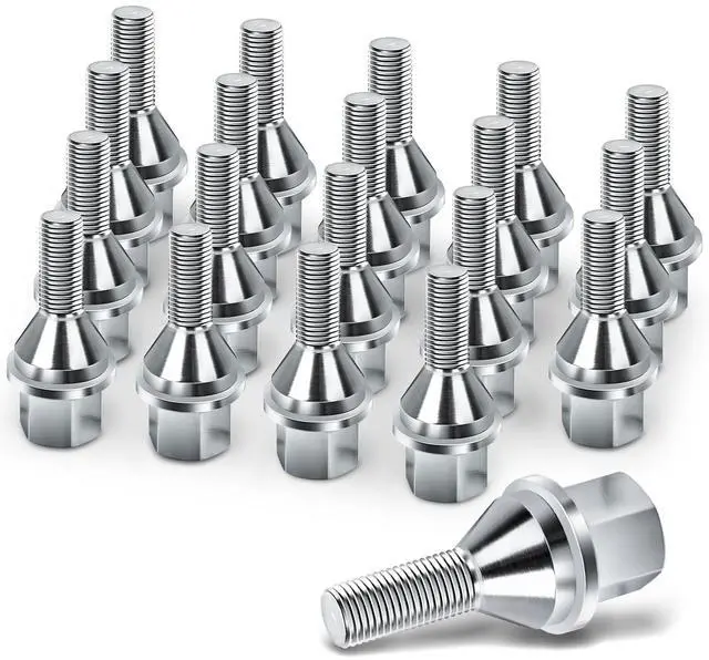 Main image of 611-005 20pcs M12*1.25 Chrome Wheel Lug Bolts,25mm Thread Length 19mm Hex 2.4 inch Length for 14-23 Jeep Cherokee, 18-23 Compass, 15-23 Renegade, 15-17 Chrysler 200, 13-16 Dodge Dart 6511051AA
