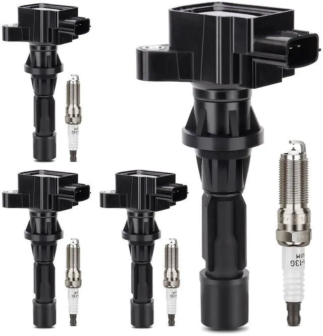 Main image of UF540 Ignition Coil & 3811 Double Iridium Spark Plug For 2006-2013 Mazda 3 Mazda 6 CX-7 MX-5 L4 Replaces# C1683 L3G218100A 5C1740 L3G2-18-100B 4PCS