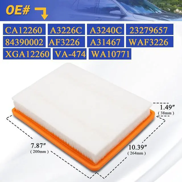 Alt view image 5 of 6 - CA12260 Engine Air Filter for 2018-2022 Chevy Equinox GMC Terrain A3226C A3240C 23279657