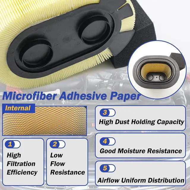 Alt view image 4 of 7 - Engine Air Filter for 2017 2018 2019 Ford F250 F350 F450 F550 with 6.7L V8 Super Duty Powerstroke Diesel Engine FA-1927 HC3Z9601A