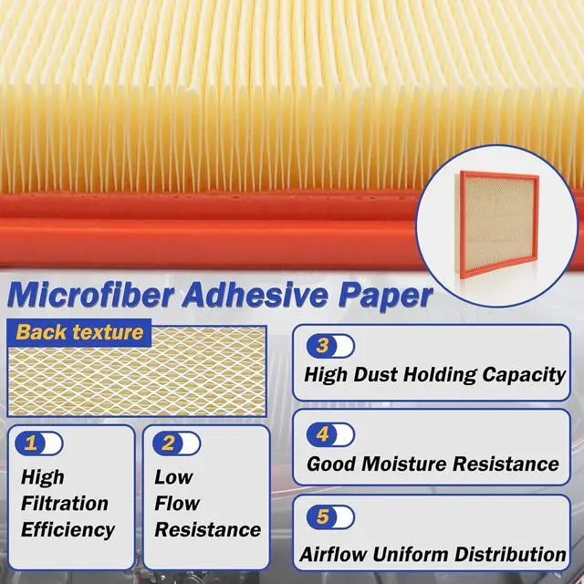 Alt view image 3 of 6 - CA7440 Engine Air Filter for INFINITI QX56 NISSAN Armada Frontier NV1500 NV2500 NV3500 Pathfinder Titan Xterra Jeep Grand Cherokee SUZUKI Equator 16546-7S000