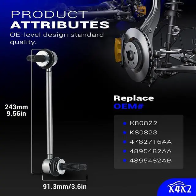 Alt view image 4 of 7 - Zinc-Nickel Alloy Stabilizer Sway Bar Links for 2005-2019 Chrysler 300 Dodge Challenger Charger Magnum RWD K80822 K80823