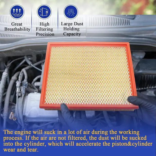 Alt view image 5 of 6 - CA7440 Engine Air Filter for INFINITI QX56 NISSAN Armada Frontier NV1500 NV2500 NV3500 Pathfinder Titan Xterra Jeep Grand Cherokee SUZUKI Equator 16546-7S000