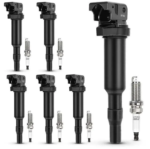 Main image of UF592 Ignition Coil & 12120032137 Double Iridium Spark Plug For BMW 128i 325xi 328i xDrive 328xi 330i 330xi 525xi 528i xDrive 530i 530xi X3 X5 Z4 3.0L V6 engines Replaces# C1638 12137594937