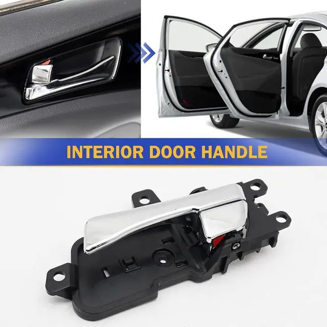 Alt view image 4 of 6 - Chrome Interior Inside Door Handle Front or Rear Left Driver Side for 2011-2015 Hyundai Sonata 826103S010 82610-3S010