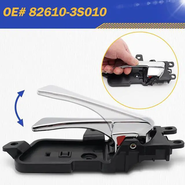 Alt view image 6 of 6 - Chrome Interior Inside Door Handle Front or Rear Left Driver Side for 2011-2015 Hyundai Sonata 826103S010 82610-3S010