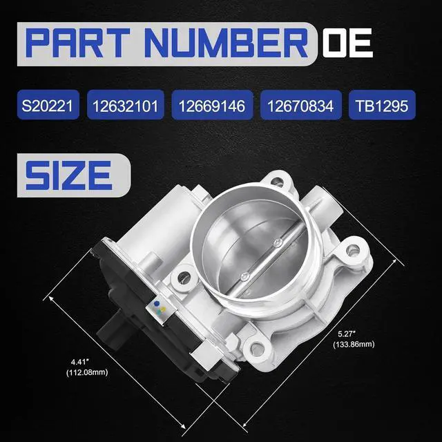 Alt view image 6 of 7 - S20221 Electronic Throttle Body For 12-17 Chevy Equinox Malibu Impala Orlando Captiva Sport/GMC Terrain/Buick LaCrosse Regal Verano L4 2.4L Replaces# 12632101, 12669146, 12670834, TB1295