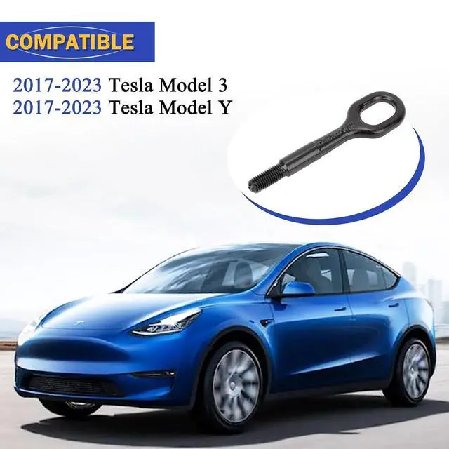 Alt view image 2 of 7 - 1077570-00-D Front Tractive Tow Hook Recovery Towing Hook for 2017-2023 Tesla Model 3 Model Y,Front Bumper Metal Tow Towing Hook Eye Replaces # 107757000D