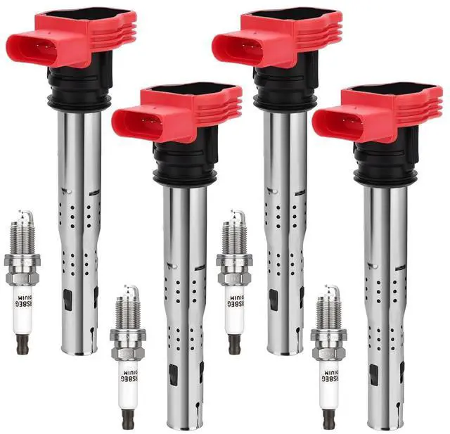 Main image of UF529 Ignition Coil & 4644 Double Iridium Spark Plug For Audi A3 A4 allroad Quattro A5 Q5 TT, For VW Beetle CC Eos Golf GTI Jetta Passat Tiguan Replaces# 06E905115 GN10446 C1631