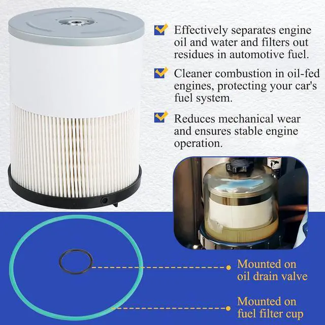 Alt view image 5 of 7 - FS20083 Fuel Filter Water Separator For Freightliner Cascadia Cummins ISX DD13 DD15 DD16 Detroit Diesel Engines Replaces # A0000905051 A48507 PF46145