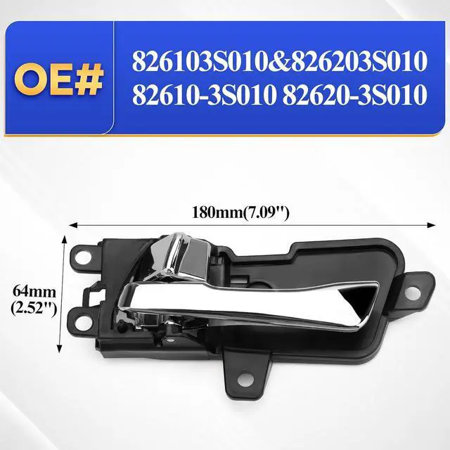 Alt view image 5 of 6 - Interior Inside Chrome Door Handle Front or Rear Left & Right/Driver & Passenger Side Fits for 2011-2015 Hyundai Sonata Replaces 826103S010 82610-3S010 826203S010 82620-3S010
