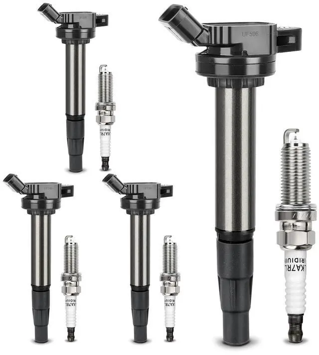 Main image of UF596 Ignition Coil & 93501 Double Iridium Spark Plug Compatible with Toyota Corolla Matrix Prius Prius V C-HR/Lexus CT200h /Scion xD iM/Pontiac Vibe 1.8L L4 Replaces #UF619 C1714 GN10341 9091902252