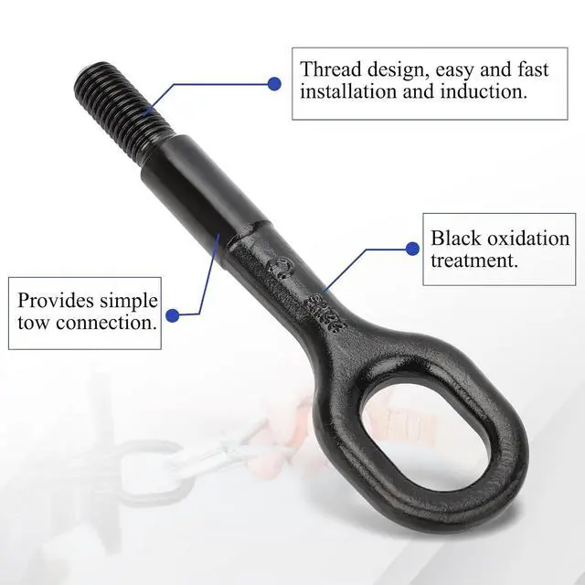 Alt view image 5 of 7 - 1077570-00-D Front Tractive Tow Hook Recovery Towing Hook for 2017-2023 Tesla Model 3 Model Y,Front Bumper Metal Tow Towing Hook Eye Replaces # 107757000D