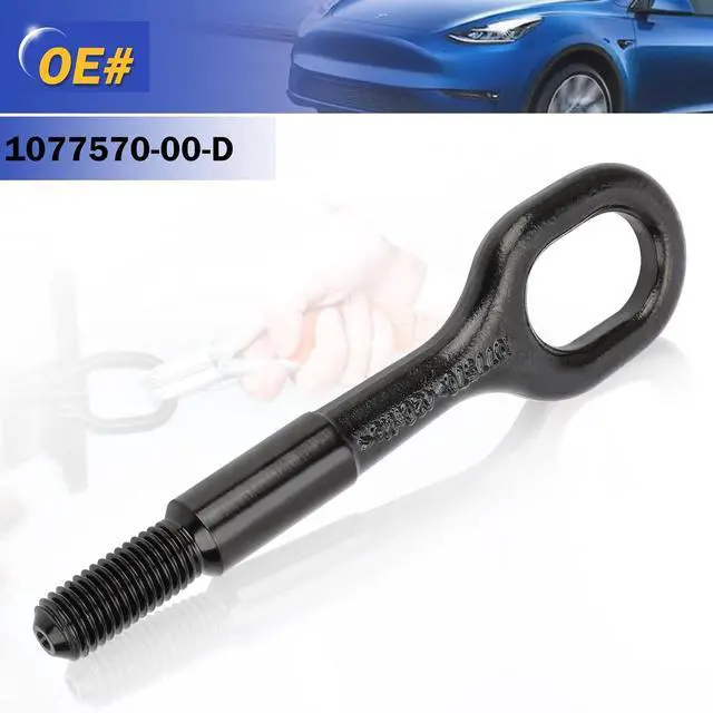 Alt view image 6 of 7 - 1077570-00-D Front Tractive Tow Hook Recovery Towing Hook for 2017-2023 Tesla Model 3 Model Y,Front Bumper Metal Tow Towing Hook Eye Replaces # 107757000D
