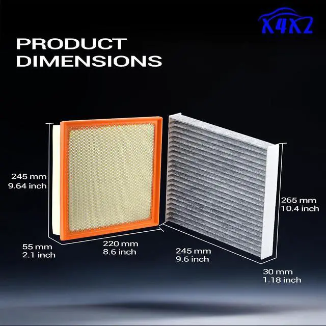 Alt view image 3 of 7 - CF11183 Cabin & CA10755 Engine Air Filter Kit for 2011-2021 Jeep Grand Cherokee, 2011-2026 Dodge Durango 3.6L/5.7L/6.4L Replace# CP183 17801-0P051 17801-31130 68079487AB