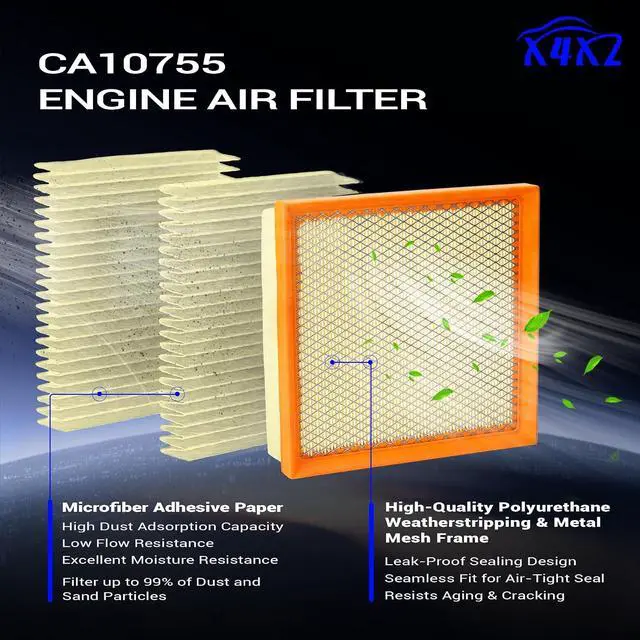 Alt view image 4 of 7 - CF11183 Cabin & CA10755 Engine Air Filter Kit for 2011-2021 Jeep Grand Cherokee, 2011-2026 Dodge Durango 3.6L/5.7L/6.4L Replace# CP183 17801-0P051 17801-31130 68079487AB