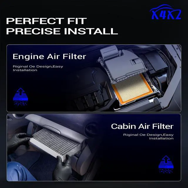 Alt view image 7 of 7 - CF11183 Cabin & CA10755 Engine Air Filter Kit for 2011-2021 Jeep Grand Cherokee, 2011-2026 Dodge Durango 3.6L/5.7L/6.4L Replace# CP183 17801-0P051 17801-31130 68079487AB