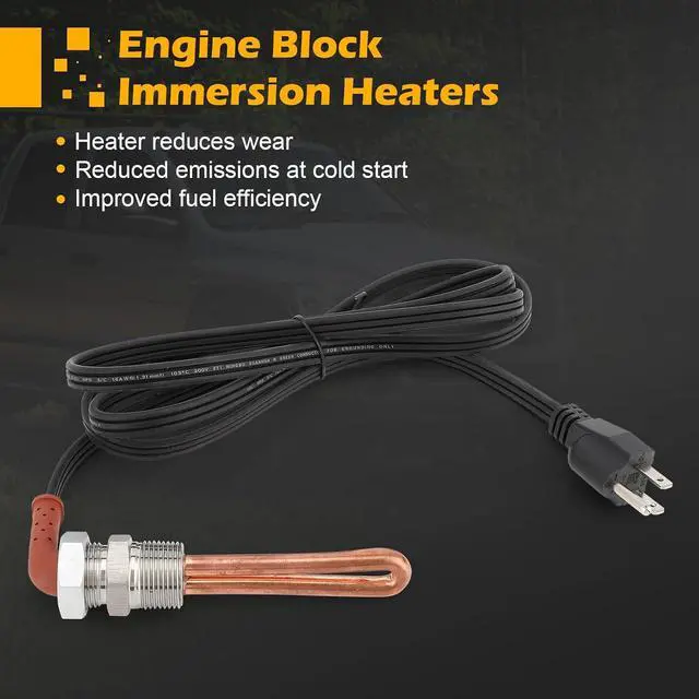 Alt view image 4 of 7 - 3500043 Engine Block Heater with Cover Cap for Ford, Mercury, Lincoln, International, Caterpillar, Detroit Diesel, Hino, Mack, Nissan, 3/4" NPT Thread / 120 Volts / 1000 Watts