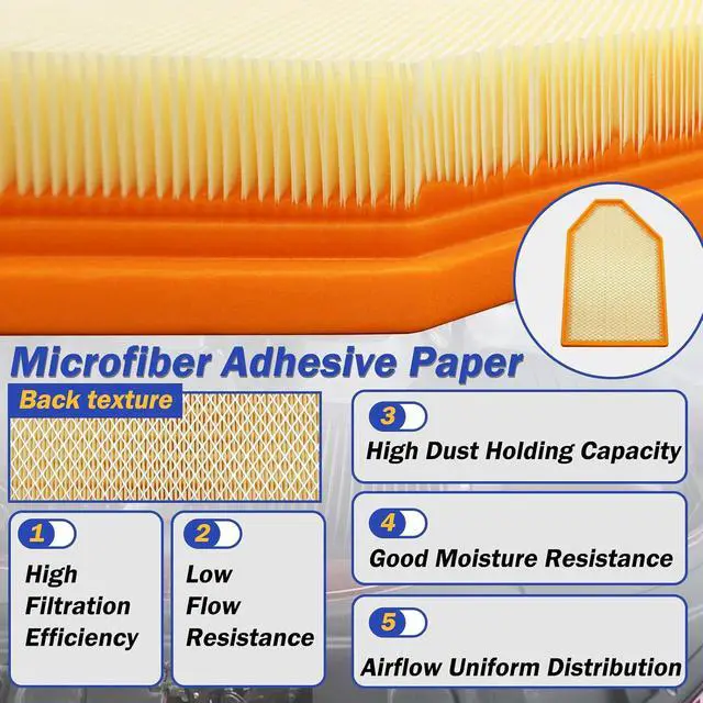 Alt view image 4 of 7 - Engine Air Filter for 2011-2020 Chrysler 300 Dodge Challenger Dodge Charger 4861746AA 4861746AB