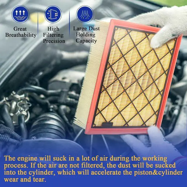 Alt view image 5 of 6 - CA11480 Engine Air Filter for 2013-2022 Ford GT Edge Fusion Lincoln MKX MKZ Nautilus Continental EAF069 DS7Z-9601-A