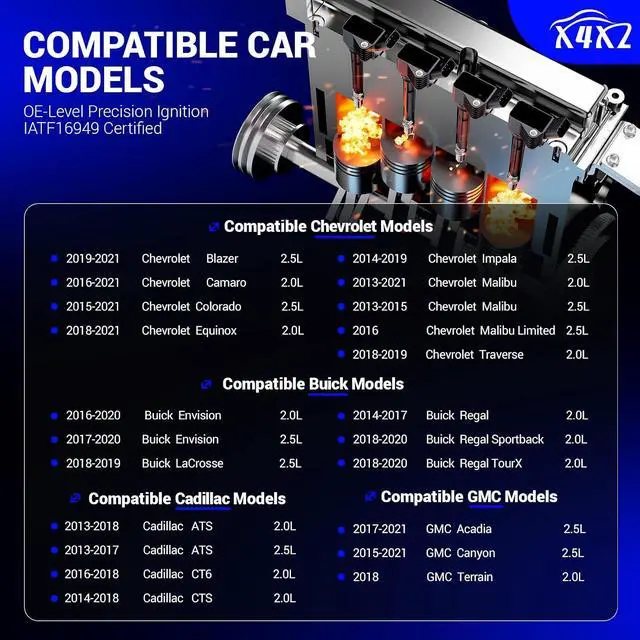 Alt view image 2 of 7 - UF680 Ignition Coil & LTR6GP8 Double Iridium Spark Plug For Buick Envision Regal Regal Sportback Regal TourX/Cadillac ATS CT6 CTS/Chevy Camaro Equinox Malibu Traverse/GMC Terrain 2.0L I4 GN10682 C1827