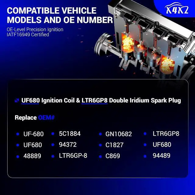 Alt view image 3 of 7 - UF680 Ignition Coil & LTR6GP8 Double Iridium Spark Plug For Buick Envision Regal Regal Sportback Regal TourX/Cadillac ATS CT6 CTS/Chevy Camaro Equinox Malibu Traverse/GMC Terrain 2.0L I4 GN10682 C1827