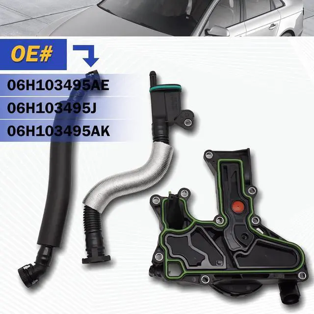 Alt view image 6 of 6 - PCV Valve Engine Crankcase Vent Valve Oil Separator with Valve Breather Hose Kit for 2012-2018 Audi A4 A5 A6 Q5 Quattro Allroad 2.0T Only 06H103495AE 06H103495J 06H103495AK