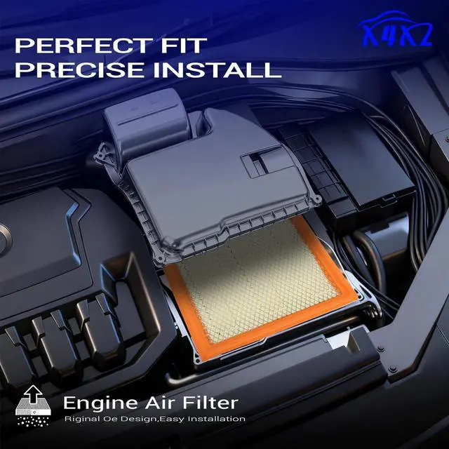 Alt view image 3 of 7 - CA12404 Engine Air Filter for 2019-2022 Chevy Silverado 1500 Suburban Tahoe/GMC Sierra 1500 Yukon XL/Cadillac Escalade (Not fit for 3.0L L6 Diesel Turbocharged) A3246C, AF9243, PA99417,84121217