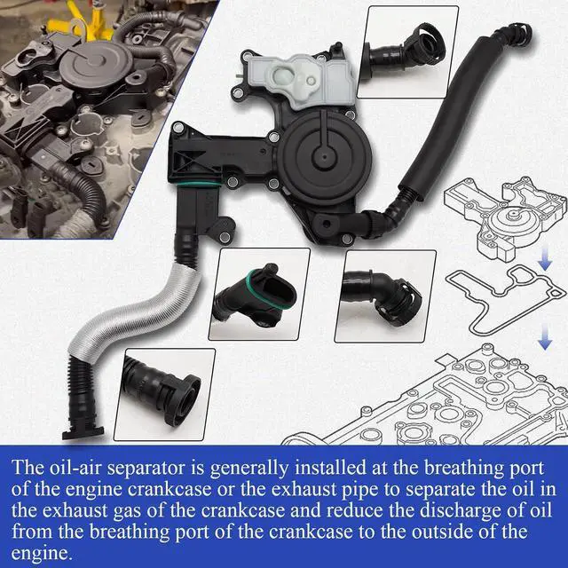 Alt view image 5 of 7 - PCV Valve Engine Crankcase Vent Valve Oil Separator with Gasket & O-ring seal for 2012-2018 Audi A4 A5 A6 Q5 Quattro Allroad 2.0T Only 06H103495AE 06H103495J 06H103495AK