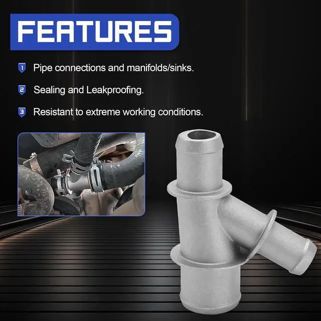 Alt view image 4 of 7 - 15834773 Aluminum Coolant Radiator Hose Connector Y Junction Connector with Clamps for Chevrolet Silverado Suburban GMC Sierra Yukon Cadillac Escalade Replace# 15792820