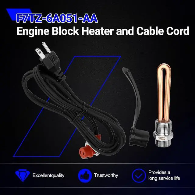 Alt view image 3 of 7 - F7TZ-6A051-AA Engine Block Heater and Cable Cord For 1995-2003 Ford F-250 F-350 7.3L 120V 1000W Replace# F7TZ6A051AA