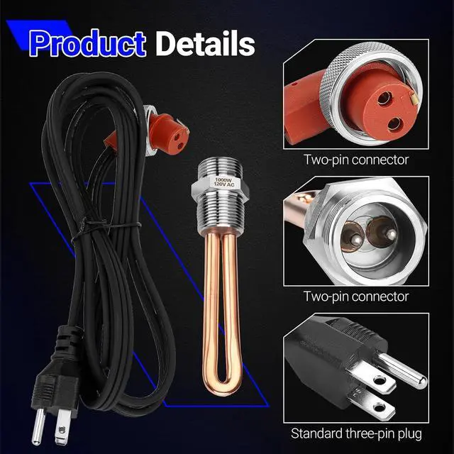 Alt view image 5 of 7 - F7TZ-6A051-AA Engine Block Heater and Cable Cord For 1995-2003 Ford F-250 F-350 7.3L 120V 1000W Replace# F7TZ6A051AA