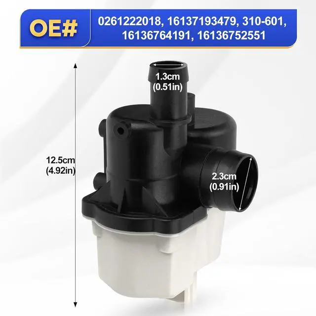 Alt view image 2 of 7 - 0261222018 Evaporative Emissions System Leak Detection Pump for BMW 128i 135i 325i 328i 330i 335i 525i 530i 535i 540i 545i 550i 645Ci 745i 750i M3 M5 X3 X5 X6 Z3 Z4 & More 16137193479 310-601