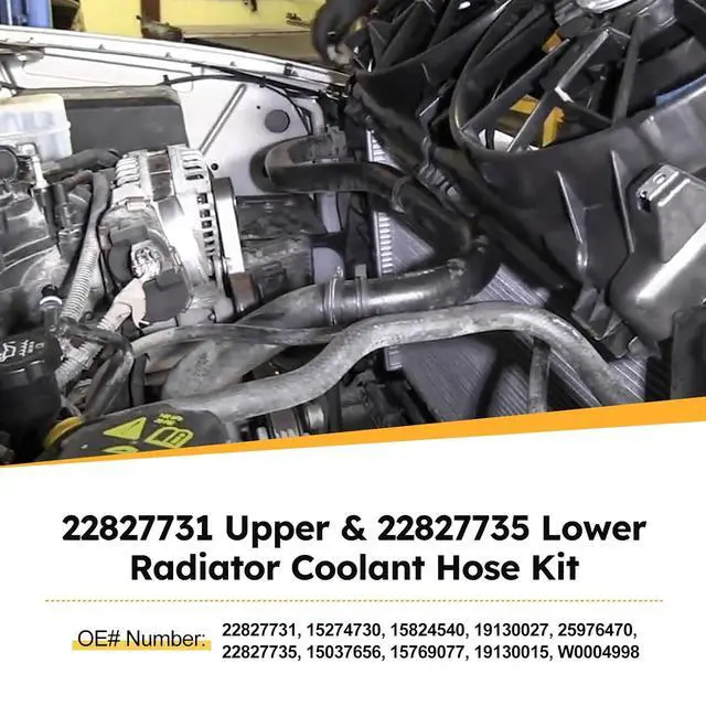 Alt view image 5 of 7 - 22827731 Upper & 22827735 Lower Radiator Coolant Hose Kit for 07-14 Cadillac Escalade/GMC Sierra Yukon/Chevy Avalanche Tahoe Silverado Suburban 1500 2500 3500 Replaces # 15274730, 15824540 (Set of 2)