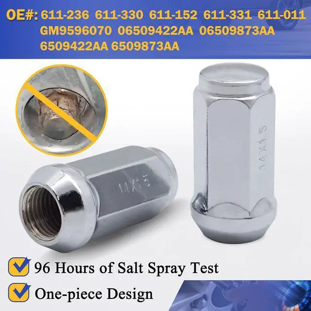 Alt view image 6 of 7 - 24PCS M14x1.5 Lug Nuts - 3/4" 19mm Hex 45mm Length - Chrome Factory Style Wheel Nut for Silverado Avalanche Suburban Tahoe Sierra Yukon Escalade Buick Enclave Wrangler Grand Cherokee RAM 1500 Acadia